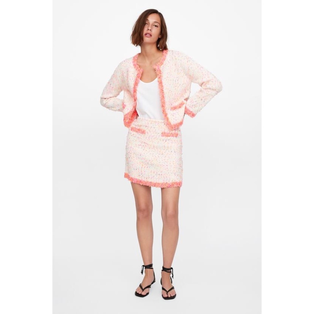 New Zara Skirt w/ Frayed Trim (Sz: L)